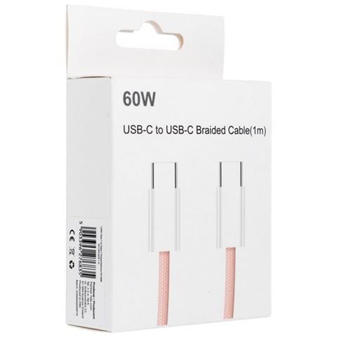 Cavo Dati E Ricarica Pd60w 3a C263 Usb-c To Usb-c Fast Charge 60w 1m Rosa Per Smartphone Tablet - Foto 1