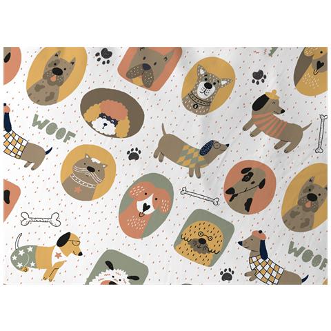 Completo Lenzuola Letto In 100% Cotone Made Italy Disegno Cani 25gi Singolo Cani 25gi - Foto 2