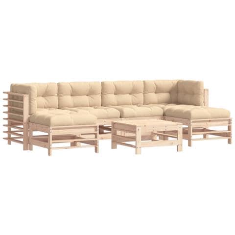 Set Divani Da Giardino 7 Pz Con Cuscini In Legno Massello - Foto 2