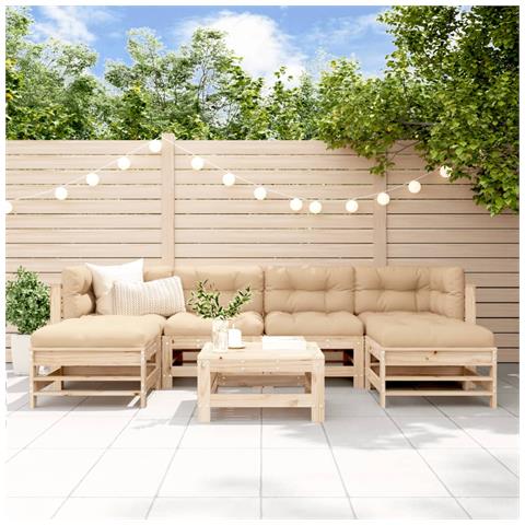 Set Divani Da Giardino 7 Pz Con Cuscini In Legno Massello - Foto 1