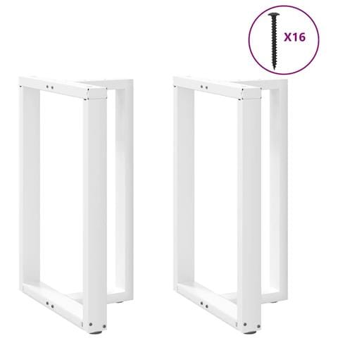 Gambe Tavolo Bar A Forma T 2 Pz Bianco 60x35x(90-91) Cm Acciaio - Foto 1