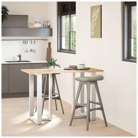 Gambe Tavolo Bar A Forma T 2 Pz Bianco 60x35x(90-91) Cm Acciaio - Foto 3