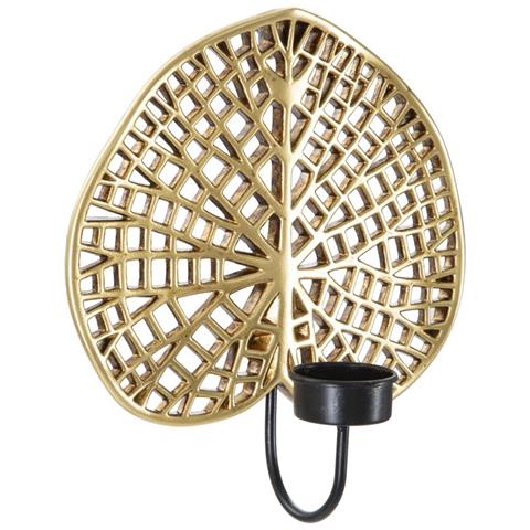 Portacandela Foglia 3 - Oro - Poliresina - 20x8x22,2 Cm - Foto 2