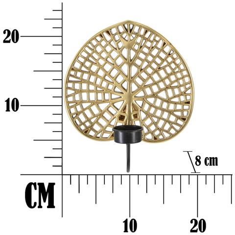 Portacandela Foglia 3 - Oro - Poliresina - 20x8x22,2 Cm - Foto 6
