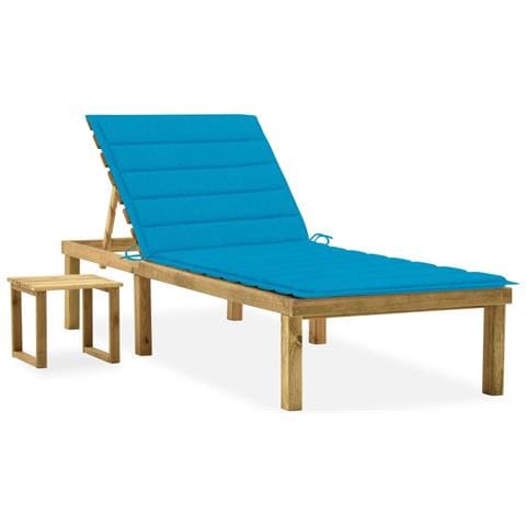 Lettino Da Giardino Con Tavolino Cuscino Legno Pino Impregnato - Foto 2