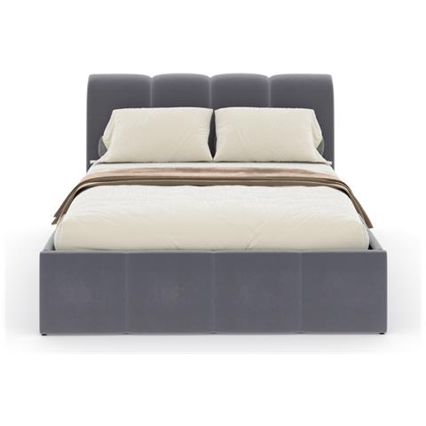 Baltimore Baule Letto Cloud 160x200cm Velluto Grigio - Foto 5