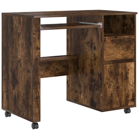 Scrivania per computer marrone Rovere affumicato Legno ingegnerizzato - Foto 1