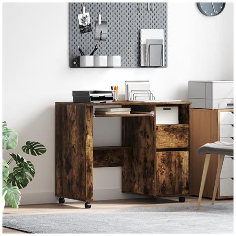 Scrivania per computer marrone Rovere affumicato Legno ingegnerizzato - Foto 2