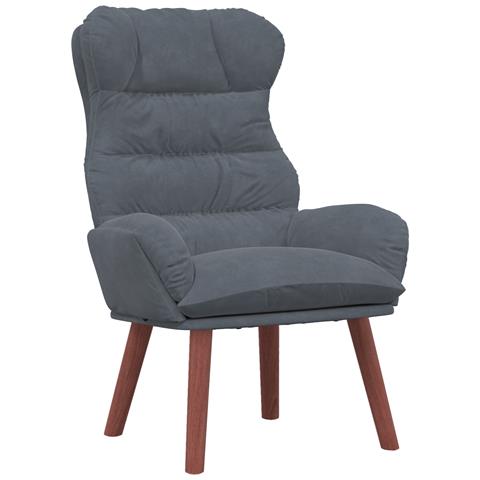 Poltrona Rilassante Grigia Scuro in Velluto - Foto 1