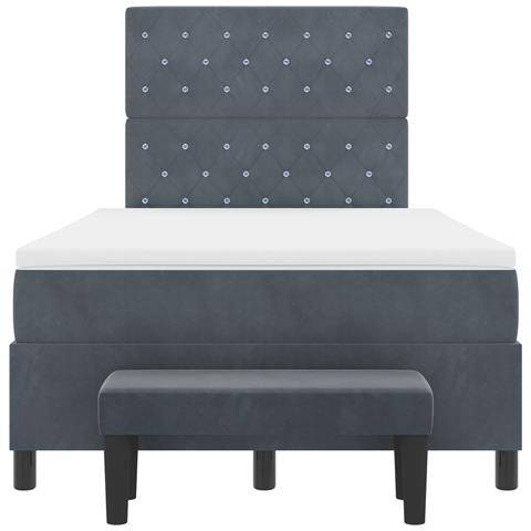 Letto con Rete con Materasso e Panchina Grigio Scuro 120x200 cm Velluto - Foto 9