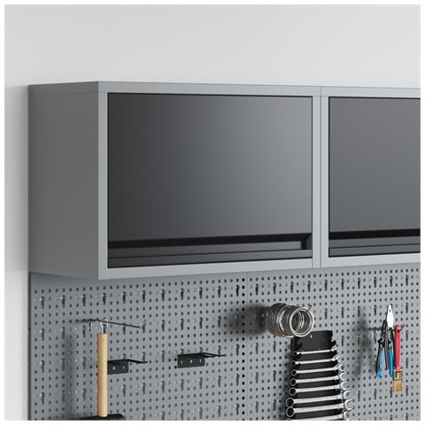 Mobiletto da parete  con porta a sollevamento a gas, Nero 50x25x35 cm - Foto 2