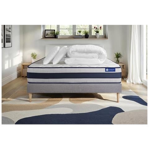 Pacchetto Letto Completo - Materasso 140x200cm + Box Spring Con Doghe (kit) + 2 Cuscini + Piumino - Actiflex Ergo - Foto 1
