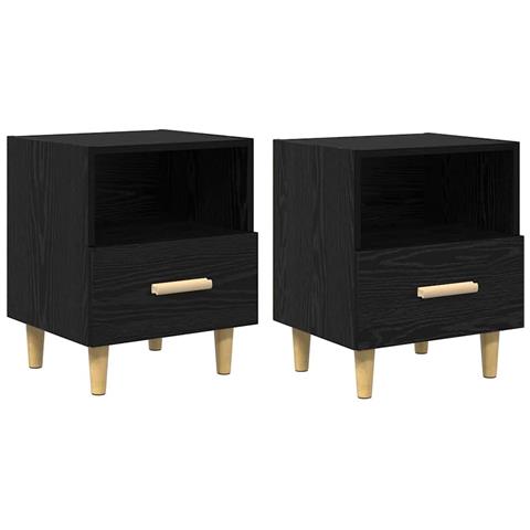 Armadio da Notte 2 pcs Rovere nero 40 x 35 x 47,5 cm - Foto 1
