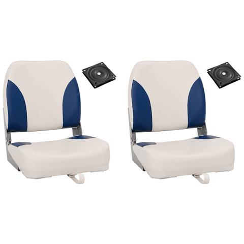 Set Sedile per Barca Pieghevole 4pz con Cuscino Blu-Bianco - Foto 1