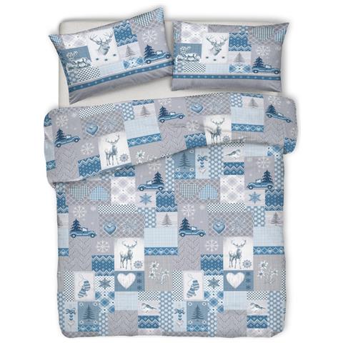 Copripiumino Sacco Piumone Pensieri Delicati Cotone Dis.alpi Matrimoniale Azzurro - Foto 1