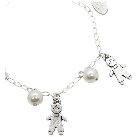 Bracciale Per Bambini Con Perle E Ciondoli In Argento Placcato - Foto 2