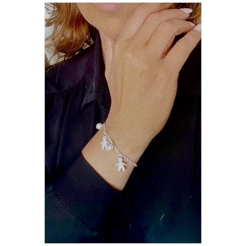 Bracciale Per Bambini Con Perle E Ciondoli In Argento Placcato - Foto 3