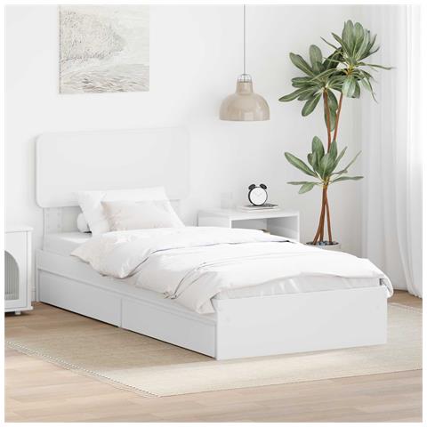 Letto con Contenitore Bianco 75 x 190 cm Legno multistrato - Foto 2