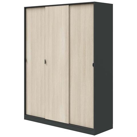 Armadio Camera Da Letto Senales - Guardaroba 3 Ante 4 Ripiani, 150x50 Cm Nero Antracite - Foto 1
