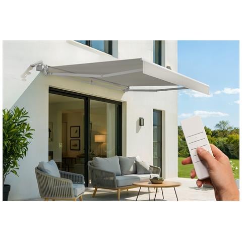 Tenda Da Sole Motorizzata Semi-cassonata Fazzio 3m X 2,5m Bianca Con Telo Beige - Foto 1