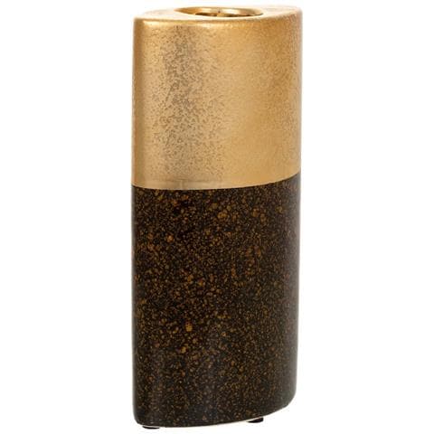 Portacandele In Ceramica Dorata 10,5x6,5x21h - Foto 1