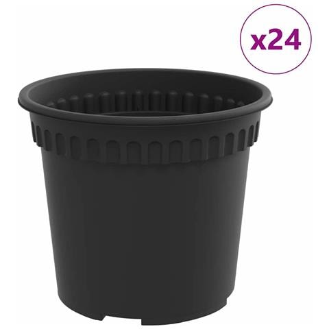 Vaso Rotondo per Fiori 24 pcs Nero Ø 15 x 12 cm Plastica - Foto 1