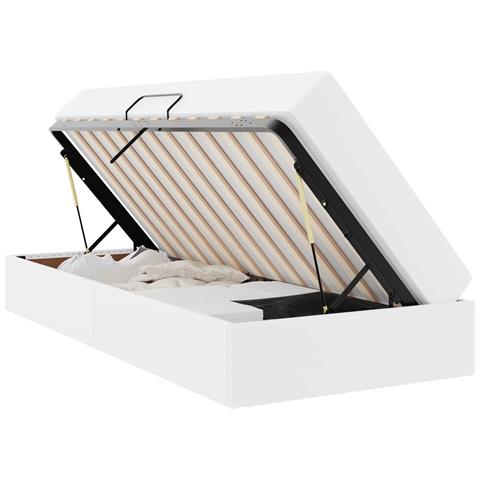 Letto con contenitore e materasso 2 pcs Bianco Pelle - Foto 1