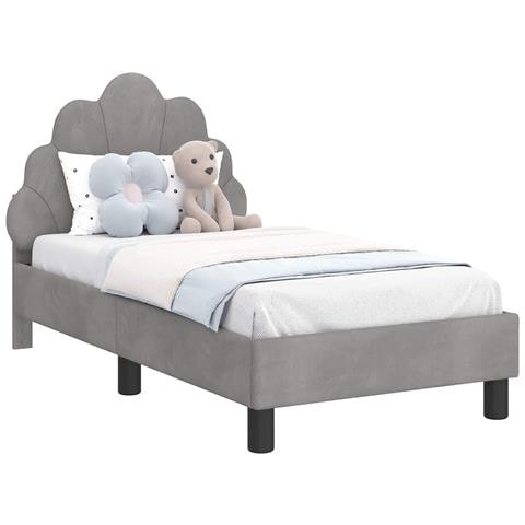 Struttura letto per bambini con testata Grigio chiaro Velluto - Foto 1