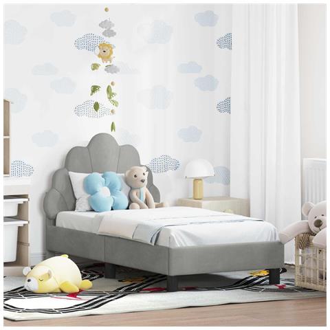 Struttura letto per bambini con testata Grigio chiaro Velluto - Foto 2