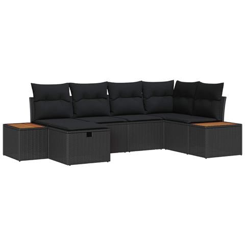 Set Divano da Giardino con cuscino Nero polyrattan - Foto 1