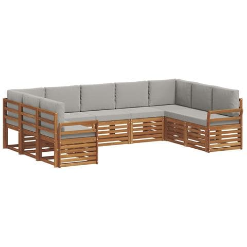 Set divani con cuscino 9 pcs Grigio Naturale e Chiaro - Foto 1