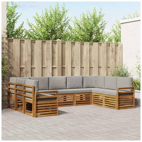 Set divani con cuscino 9 pcs Grigio Naturale e Chiaro - Foto 2