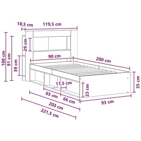 Telaio del letto con storage Grigio Cemento 90 x 200 cm - Foto 9