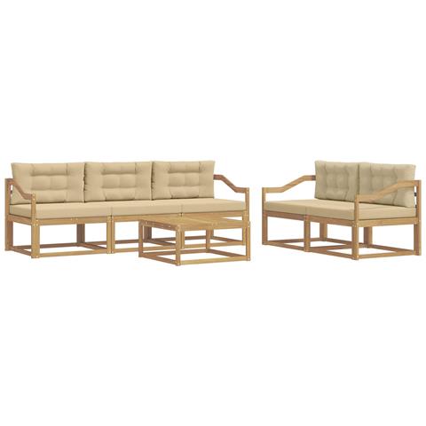 Set di divani da esterno con cuscino 6 pcs Bianco e Beige - Foto 1
