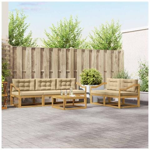 Set di divani da esterno con cuscino 6 pcs Bianco e Beige - Foto 2