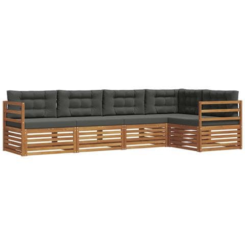 Set di divani da esterno con cuscino 5 pcs Naturale e Antracite - Foto 1
