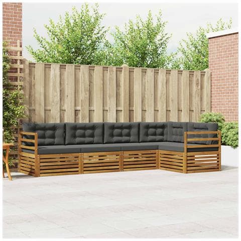 Set di divani da esterno con cuscino 5 pcs Naturale e Antracite - Foto 2