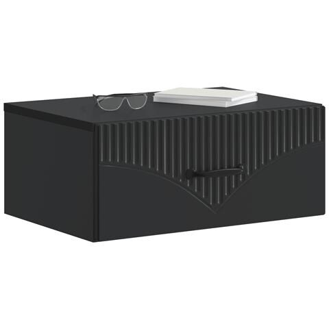 Mobiletto da notte a muro 2 pcs Nero 49 x 34,5 x 20 cm - Foto 2
