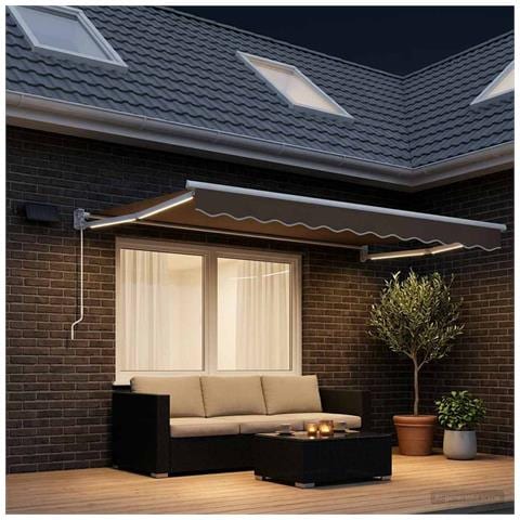 Tenda retrattile manuale con LED Tortora - Foto 2