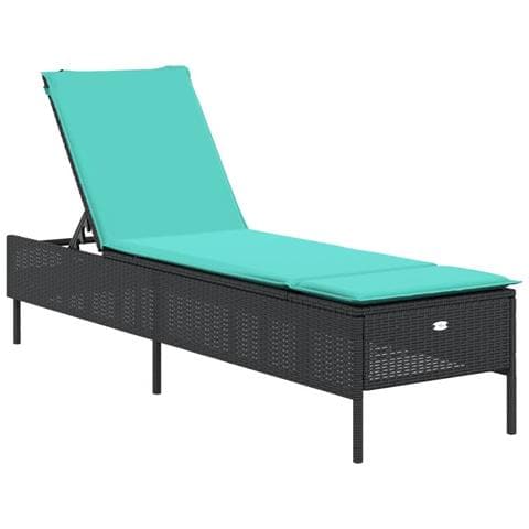 Lettino prendisole con Cuscino in Polyrattan Nero - Foto 1