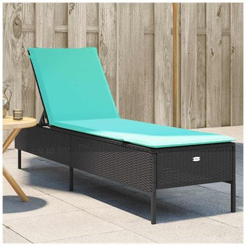 Lettino prendisole con Cuscino in Polyrattan Nero - Foto 2