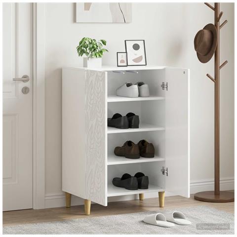 Mobile per scarpe DELFT 59,5 x 39,5 x 90 cm Bianco Lucido - Foto 2