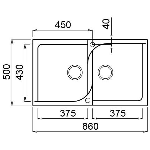 Lavello Ego 450 Granitek 86x50 cm 2 vasche Colore Grigio Cemento 48 - Foto 2