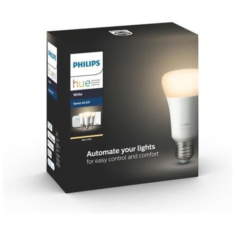Starter kit bianco a 3 lampadine Smart con ponte di collegamento e telecomando dimmer - 10 W - E27 - Foto 2