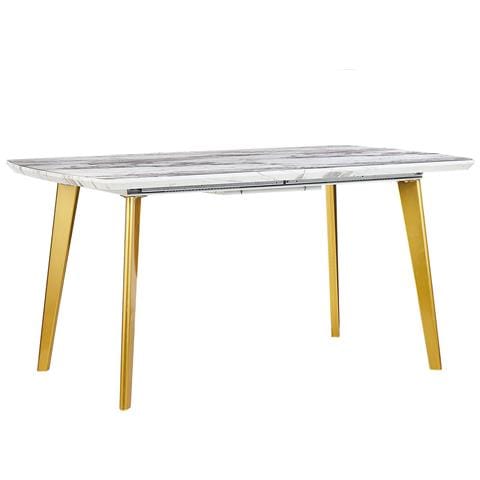 Tavolo Da Pranzo Estendibile 160/200 X 90 Cm Effetto Marmo Ed Oro Mosby - Foto 11