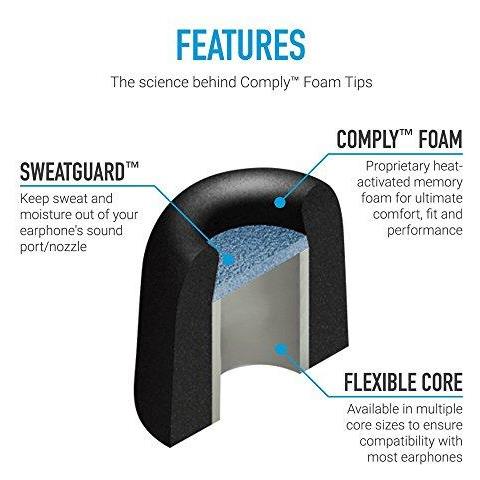 Rispettare Sport Pro Premium Memory Foam Auricolare Suggerimenti Per B O Gioca Beoplay E8 E6 E4 H5 E H3 - Consigli Misura Sicura Con Sweatguard (grande 3 Coppie) Nero - Foto 2