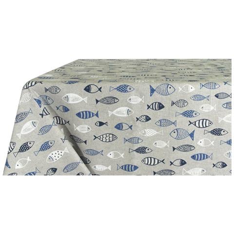 Tovaglia Salotto Cucina In Tessuto Miros Made In Italy Marino Pesci Azzurro 140x180 Pesci - Foto 8