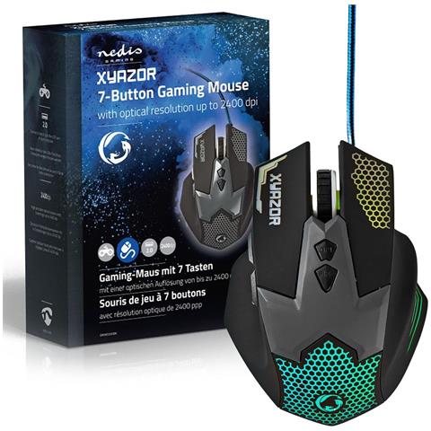 Mouse Gaming Cablato 7 Tasti Led Ottico 2400 Dpi Nero 1.5m - Foto 1