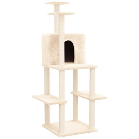 Albero Per Gatti Con Tiragraffi In Sisal Crema 144,5 Cm - Foto 1