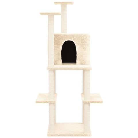 Albero Per Gatti Con Tiragraffi In Sisal Crema 144,5 Cm - Foto 2